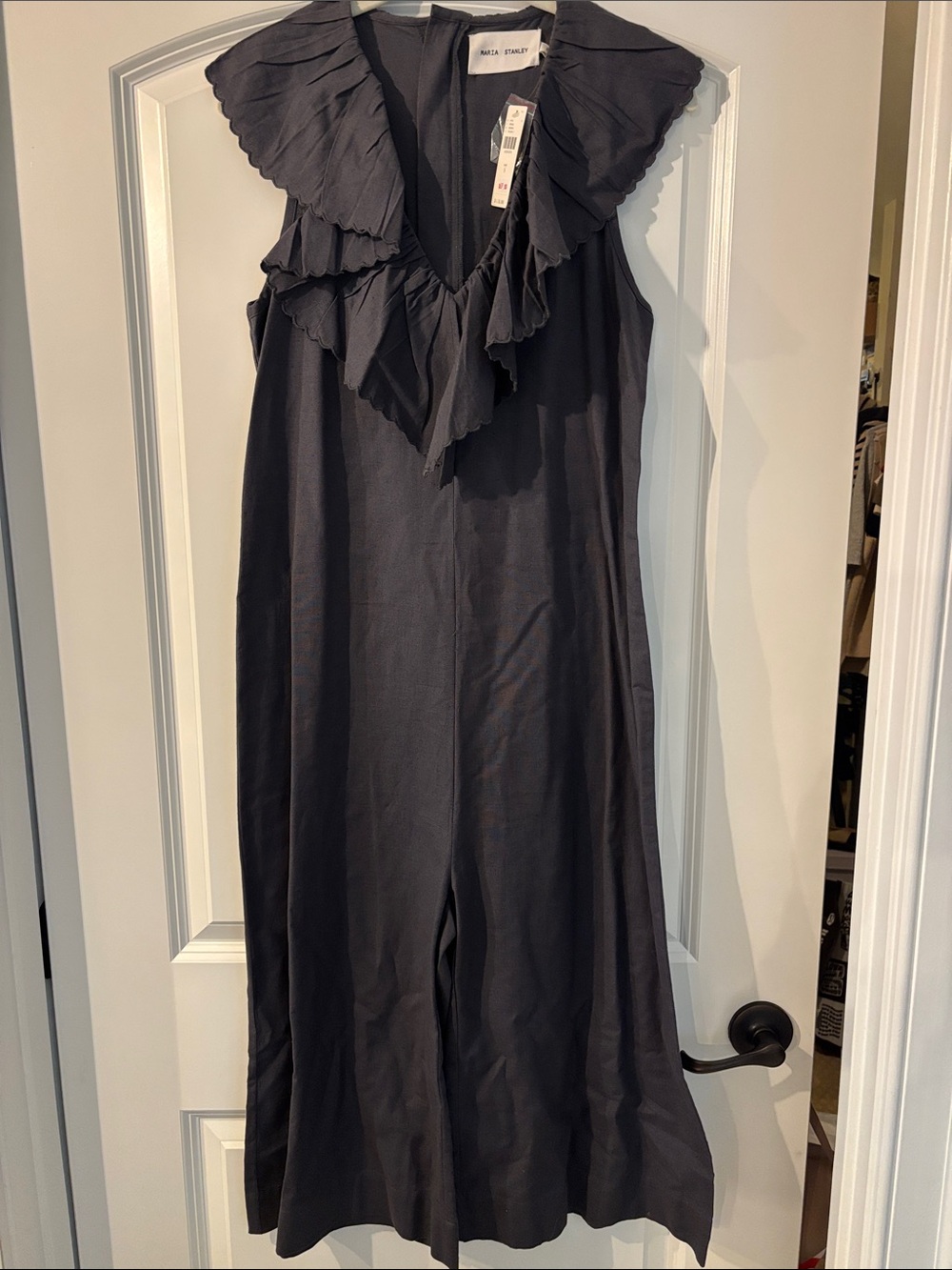 Anthropologie Maria Stanley Sleeveless Ruffle V-Neck wide leg crop jumper Small